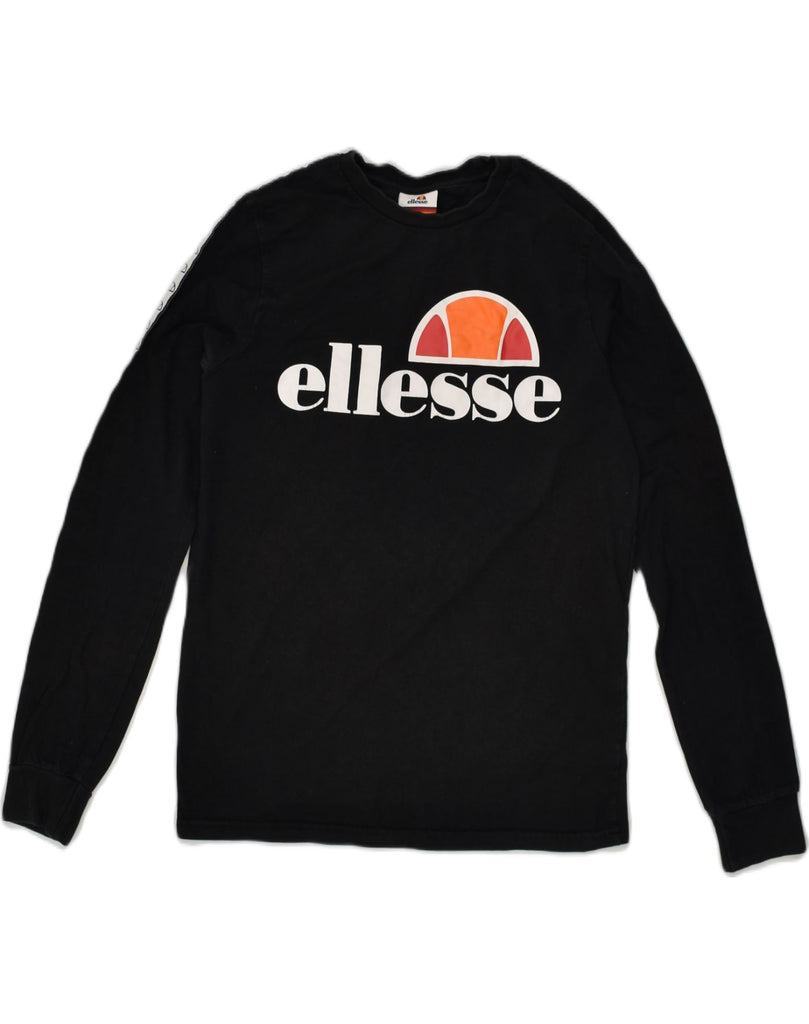 ELLESSE Womens Graphic Top Long Sleeve UK 10 Small  Black Cotton | Vintage Ellesse | Thrift | Second-Hand Ellesse | Used Clothing | Messina Hembry 