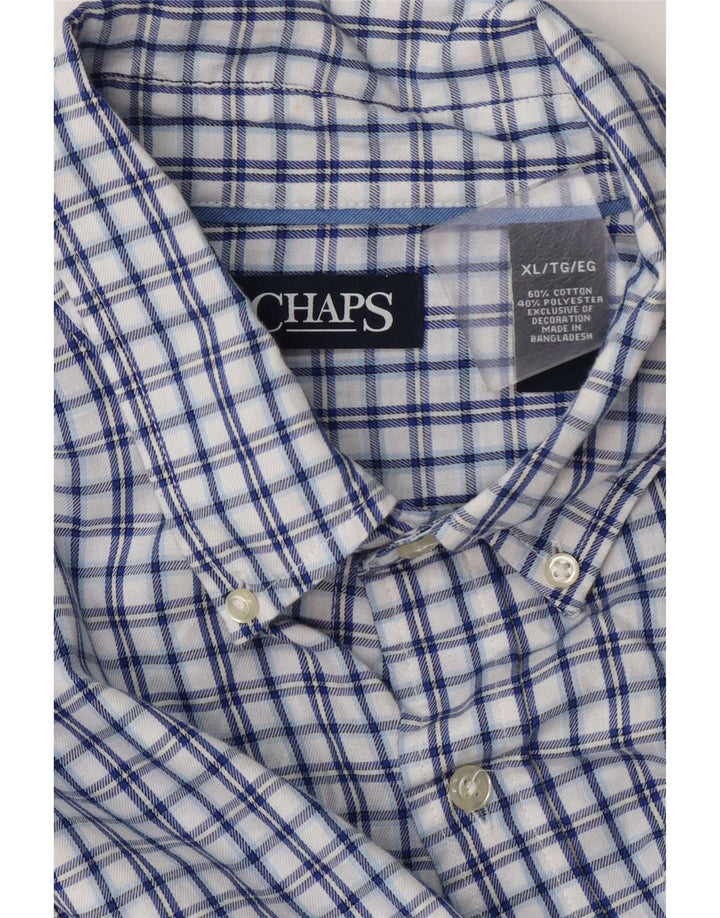 Chaps Mens Flannel Shirt XL Blue Check Cotton
