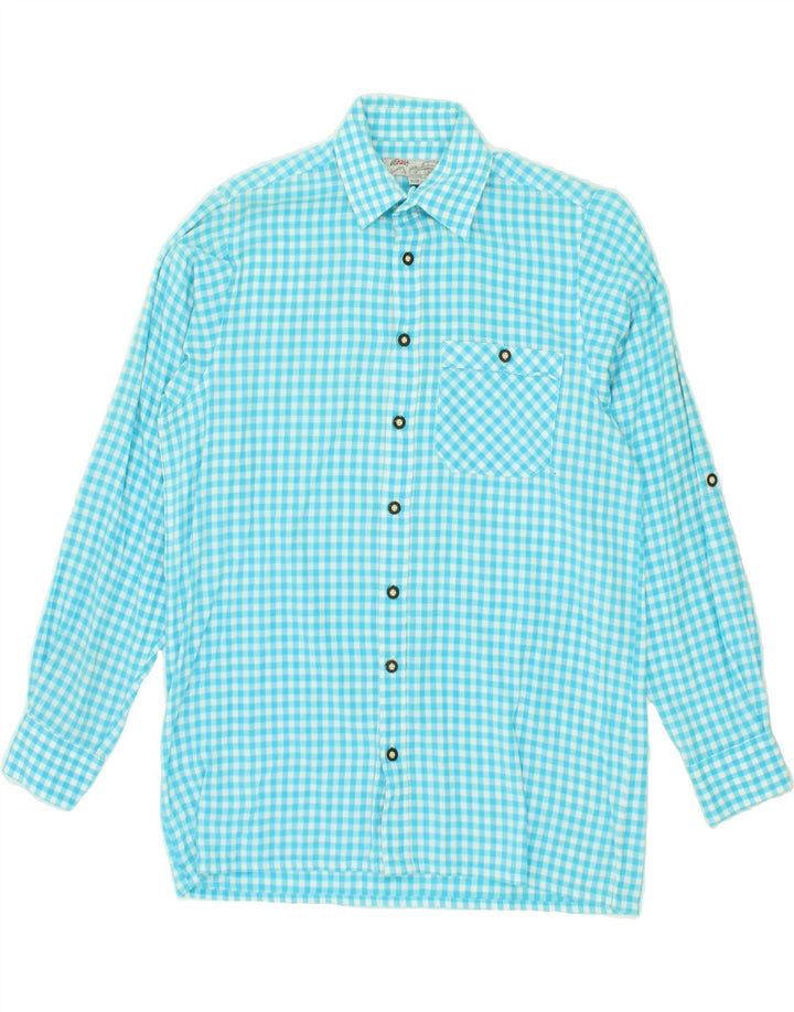 LEKRA Mens Loose Fit Shirt XS Blue Gingham Cotton Vintage Lekra and Second-Hand Lekra from Messina Hembry 
