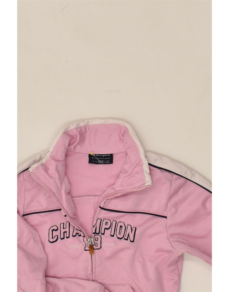 CHAMPION Girls Graphic Tracksuit Top Jacket 5-6 Years XS  Pink Polyester | Vintage Champion | Thrift | Second-Hand Champion | Used Clothing | Messina Hembry 