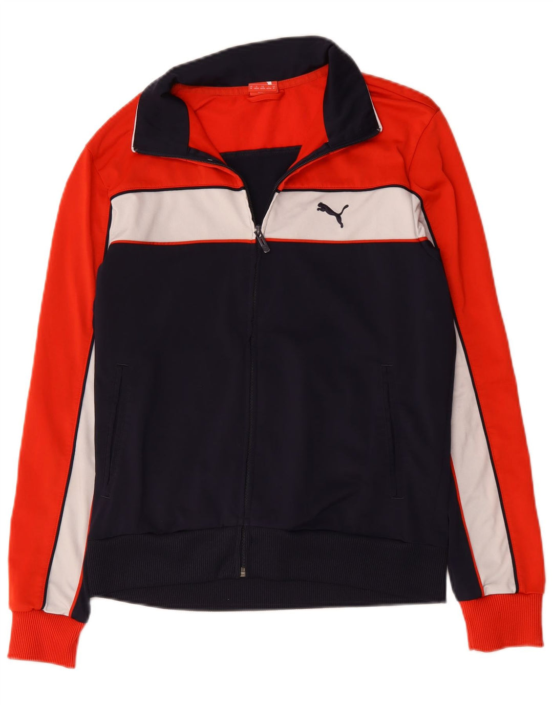 Puma Mens Tracksuit Top Jacket Medium Navy Blue Colourblock Polyester