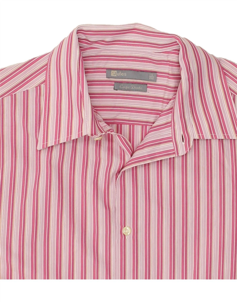 JULES Mens Coupe Grant Short Sleeve Shirt Size 41/42 Large Pink Pinstripe | Vintage Jules | Thrift | Second-Hand Jules | Used Clothing | Messina Hembry 