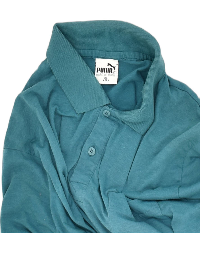 PUMA Mens Polo Shirt XL Blue Cotton | Vintage Puma | Thrift | Second-Hand Puma | Used Clothing | Messina Hembry 