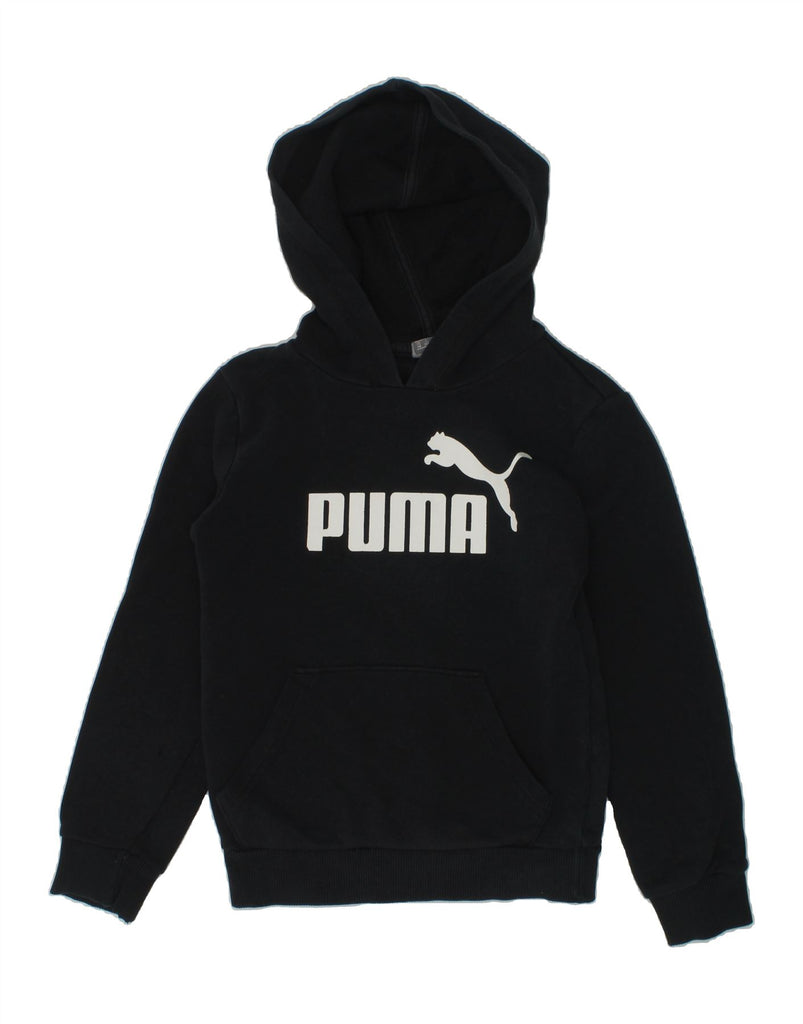 PUMA Boys Graphic Hoodie Jumper 5-6 Years Black Cotton | Vintage Puma | Thrift | Second-Hand Puma | Used Clothing | Messina Hembry 