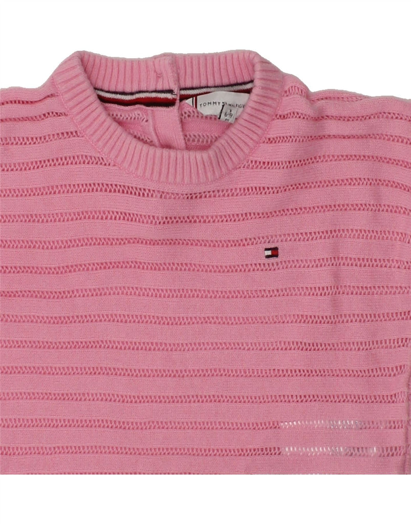 TOMMY HILFIGER Baby Girls Graphic Crew Neck Jumper Sweater 6-9 Months Pink | Vintage Tommy Hilfiger | Thrift | Second-Hand Tommy Hilfiger | Used Clothing | Messina Hembry 