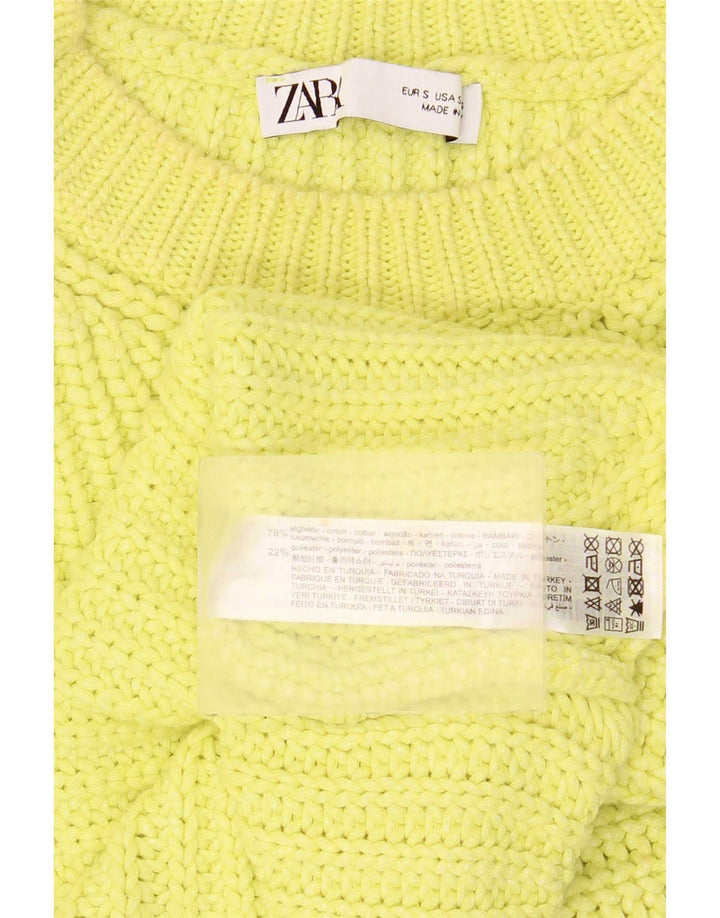 Zara Womens Oversized Vest Tank Top UK 10 Small Yellow Cotton