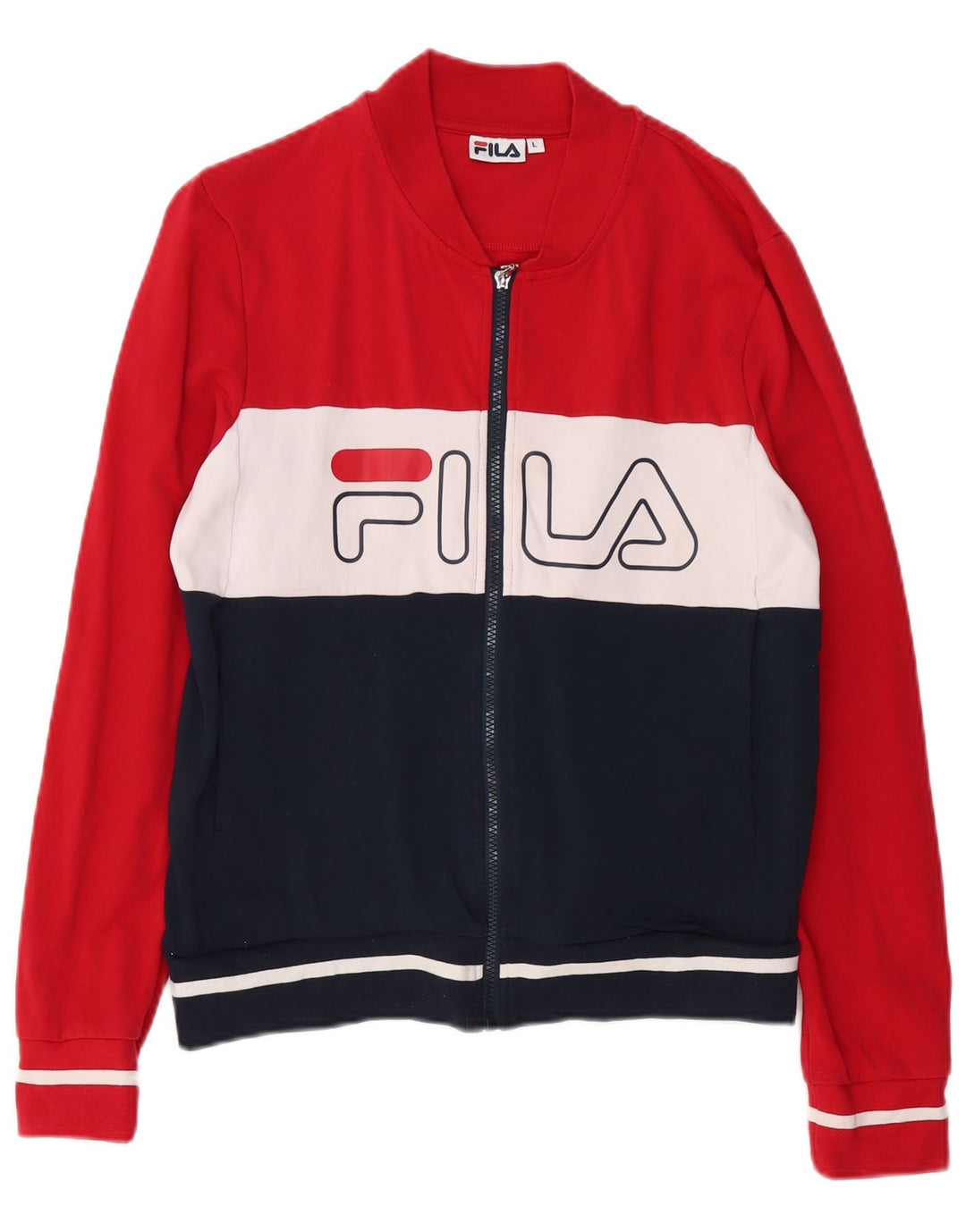 Fila Womens Tracksuit Top Jacket UK 16 Large Multicoloured Colourblock