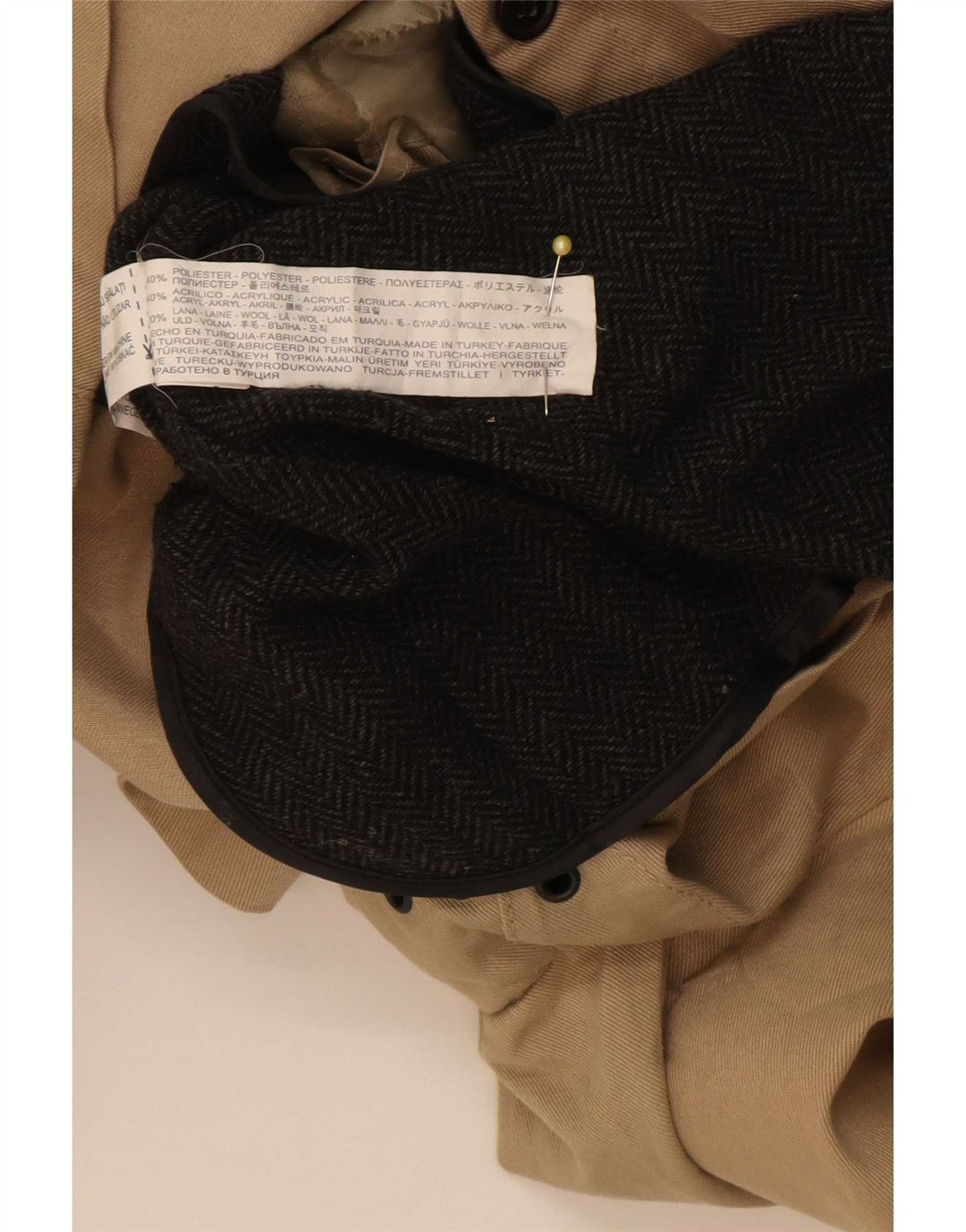 Zara Mens Trench Coat UK 36 Small Beige Polyester