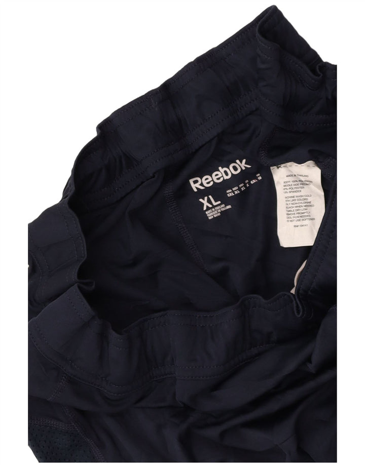 REEBOK Womens Sport Shorts UK 16 Large  Navy Blue Colourblock Polyester