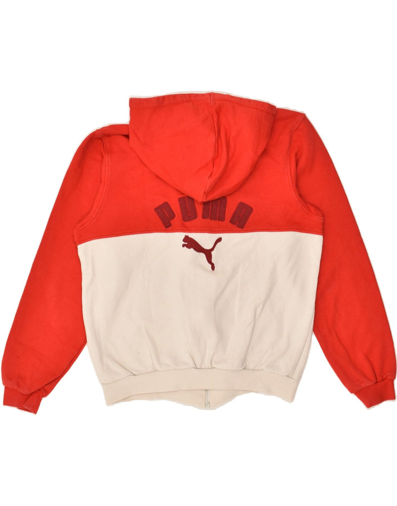 PUMA Mens Graphic Zip Hoodie Sweater Medium Red Colourblock Cotton | Vintage Puma | Thrift | Second-Hand Puma | Used Clothing | Messina Hembry 