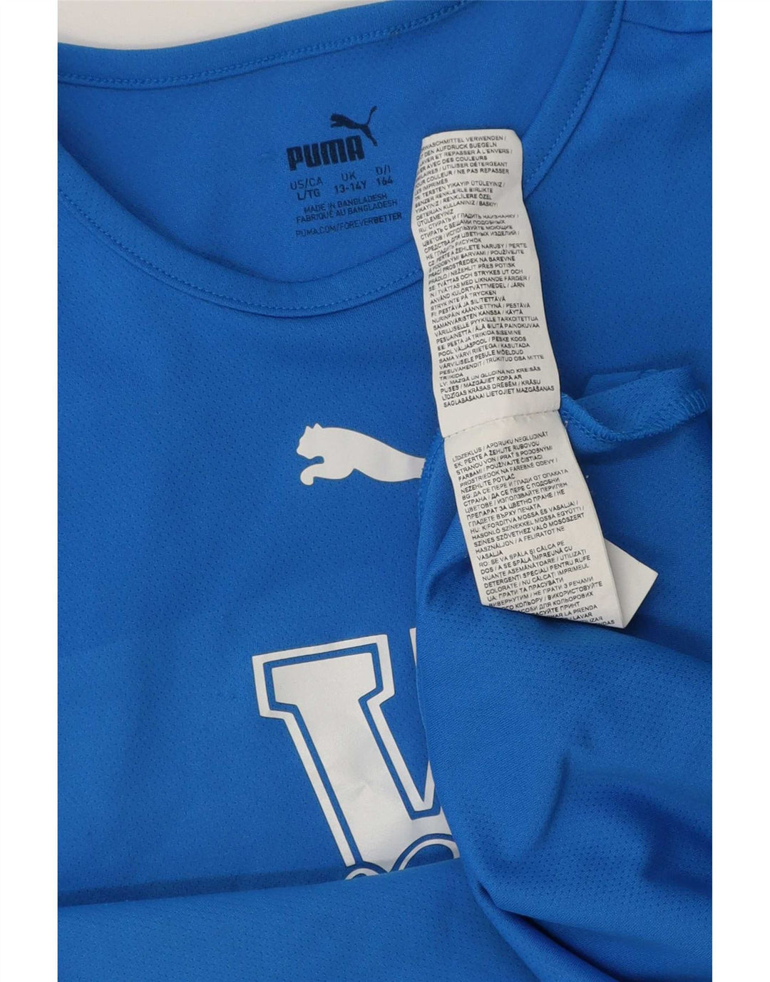 Puma Boys Wildcats Graphic T-Shirt Top 13-14 Years Large Blue Polyester