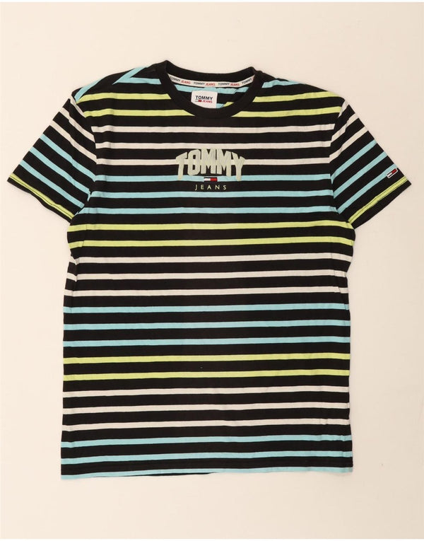 Tommy Hilfiger Mens Graphic T-Shirt Top Medium Multicoloured Striped Cotton