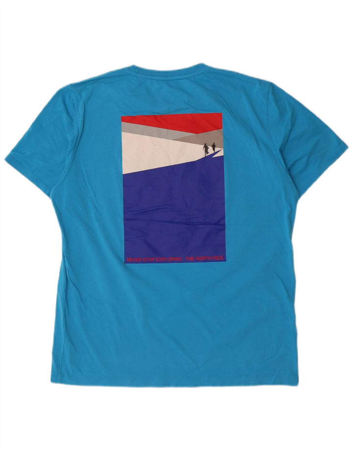 The North Face Mens Graphic T-Shirt Top Large Blue Cotton