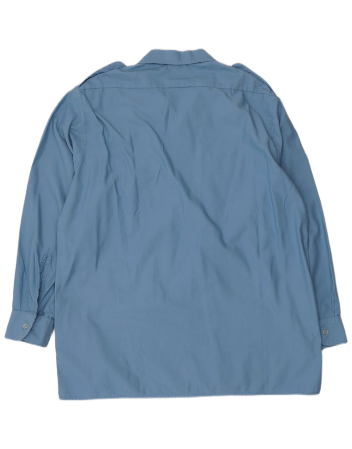 Vintage Mens Military Shirt Size 43/44 Large Blue Polyester