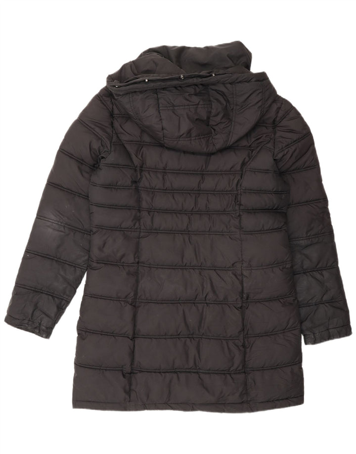 Superdry Womens Hooded Padded Coat UK 12 Medium Black Polyester