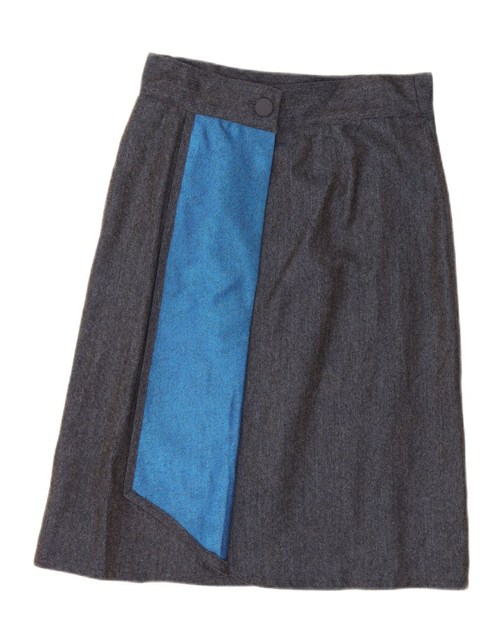 VINTAGE Womens Wrap Skirt W28 Medium Grey Vintage Vintage and Second-Hand Vintage from Messina Hembry 