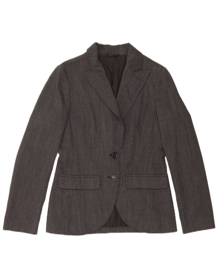 Vintage Womens 2 Button Blazer Jacket IT 42 Medium Grey Wool