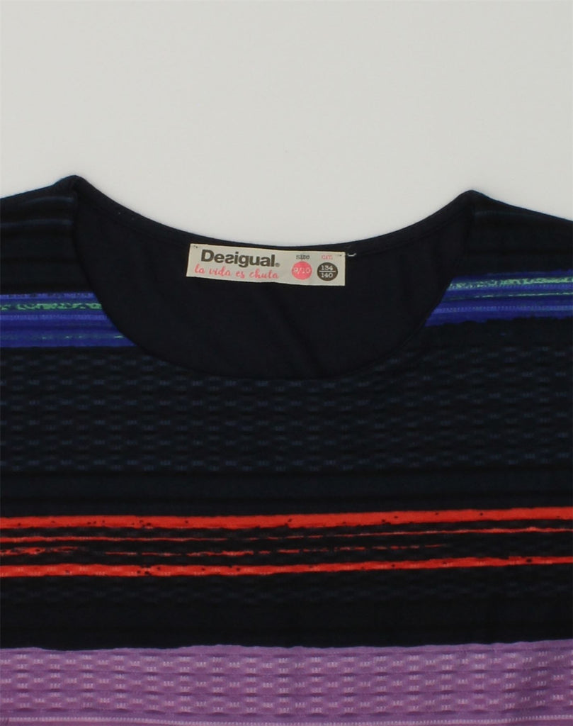 DESIGUAL Girls A-Line Dress 9-10 Years Multicoloured Striped Viscose | Vintage Desigual | Thrift | Second-Hand Desigual | Used Clothing | Messina Hembry 