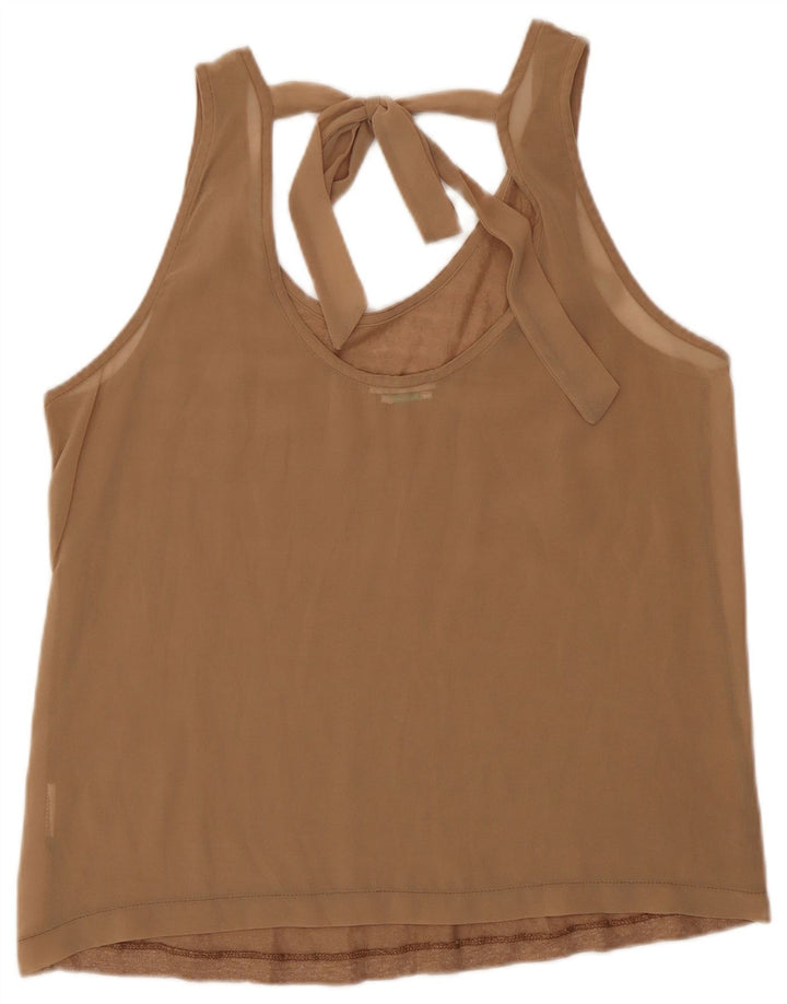 Benetton Womens Vest Top UK 12 Medium Beige Linen