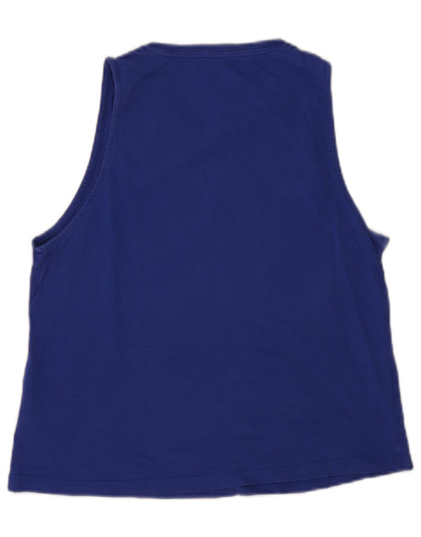 Adidas Womens Graphic Vest Top UK 8/10 Small Blue Cotton