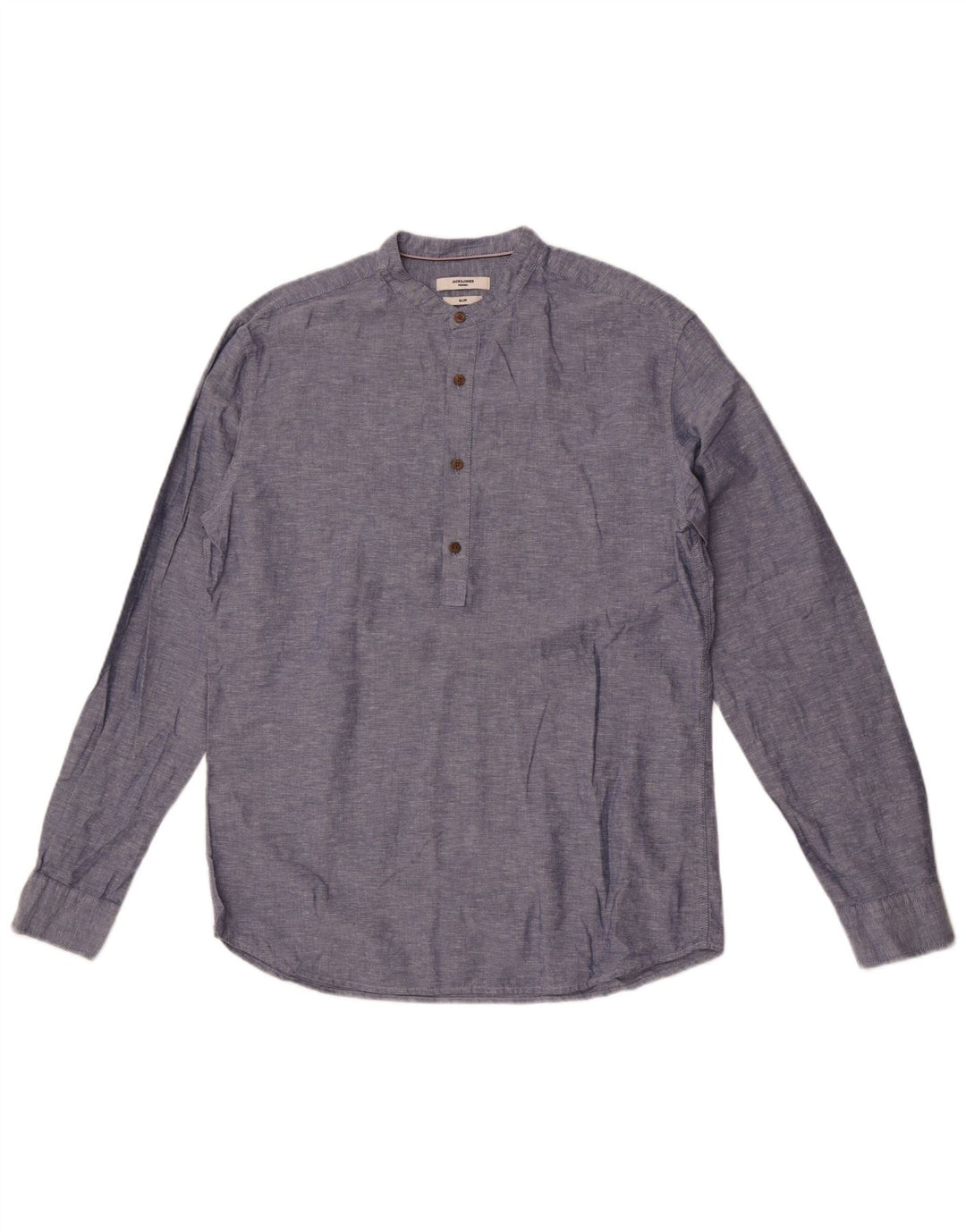 Jack & Jones Mens Slim Fit Pullover Shirt Medium Blue Flecked Cotton