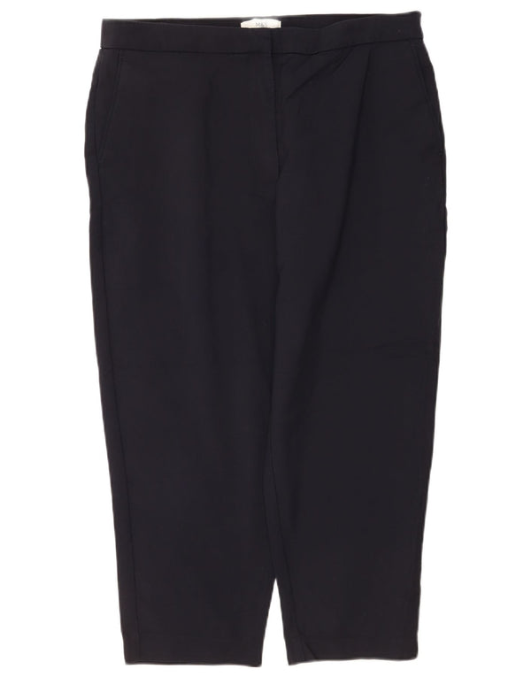 Marks & Spencer Womens Cropped Trousers UK 16 Large W34 L23 Navy Blue