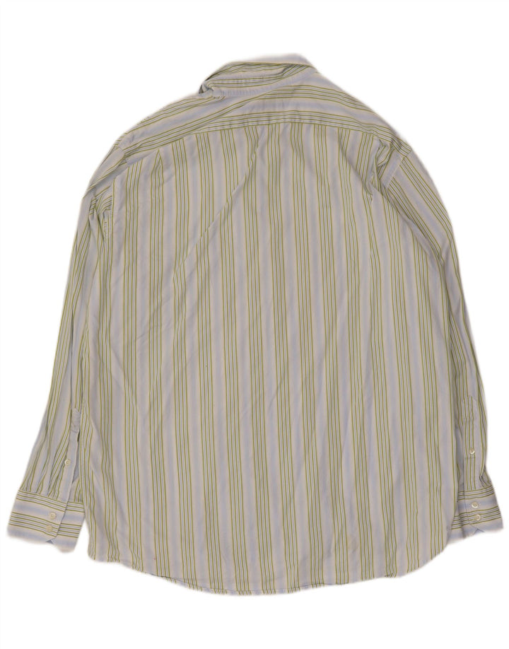 Lacoste Mens Shirt Size 44 XL Blue Striped Cotton