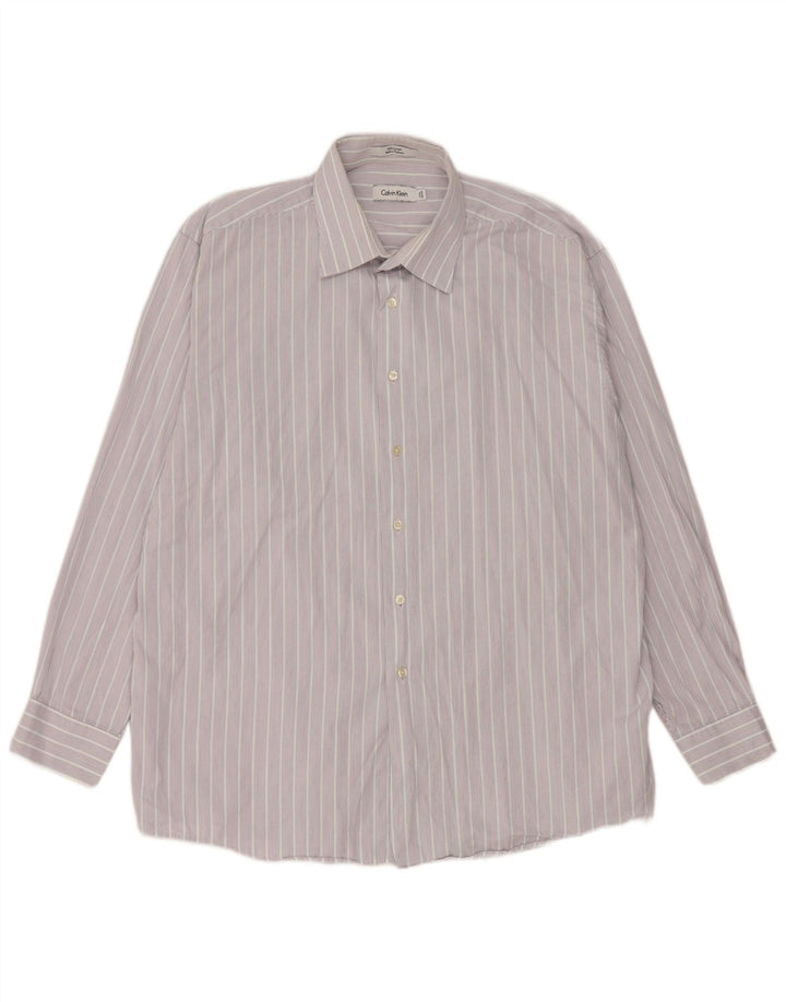 Calvin Klein Mens Shirt Size 17 1/2 XL Multicoloured Striped Cotton