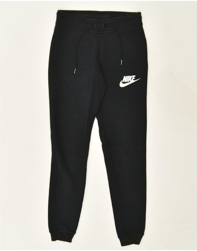 NIKE Womens Tracksuit Trousers Joggers UK 6 XS Black Cotton | Vintage Nike | Thrift | Second-Hand Nike | Used Clothing | Messina Hembry 