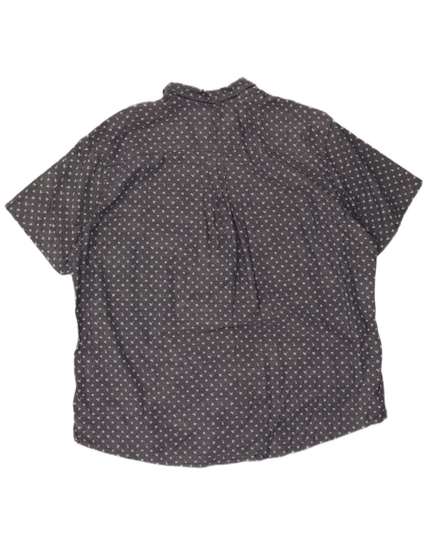 Eddie Bauer Mens Short Sleeve Shirt 2XL Blue Spotted Cotton