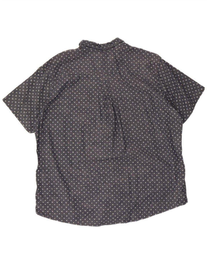 Eddie Bauer Mens Short Sleeve Shirt 2XL Blue Spotted Cotton