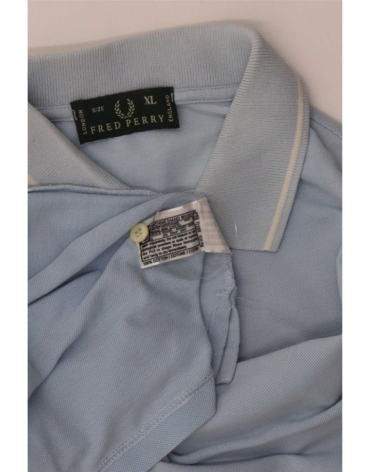 Fred Perry Mens Polo Shirt XL Blue Striped Cotton