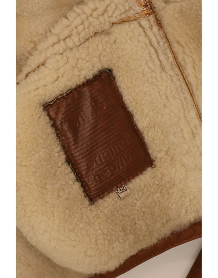 Conbipel Womens Hooded Shearling Coat IT 42 Medium Brown