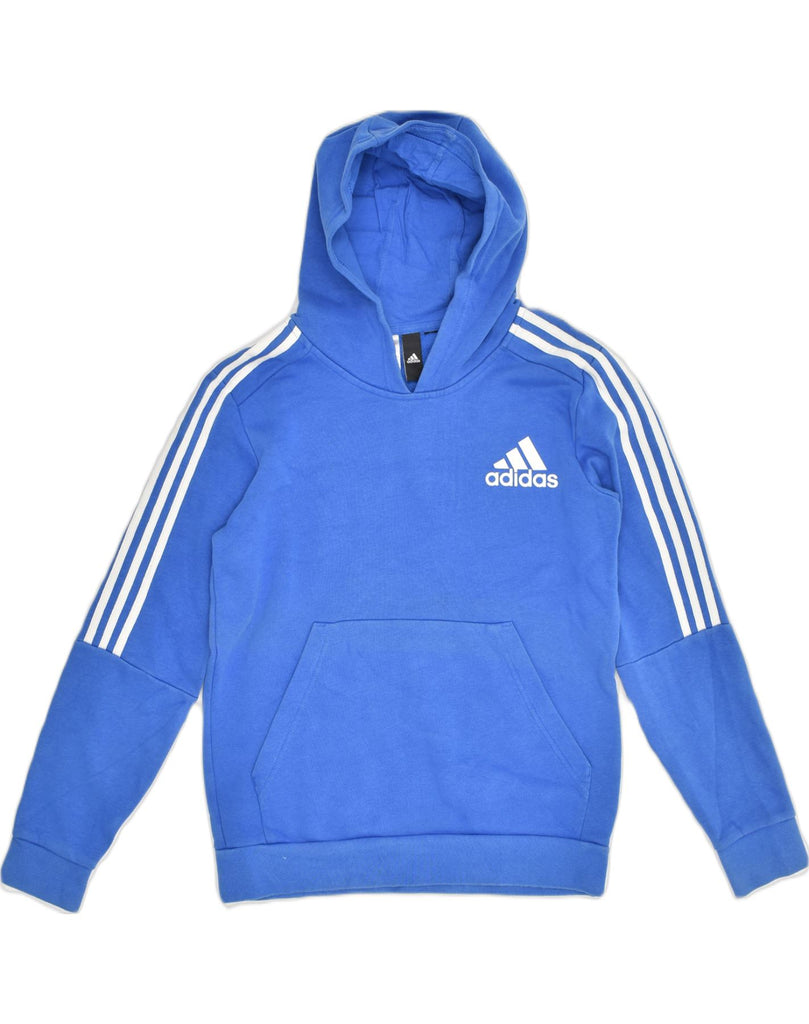 ADIDAS Womens Hoodie Jumper UK 14 Large Blue Cotton | Vintage Adidas | Thrift | Second-Hand Adidas | Used Clothing | Messina Hembry 