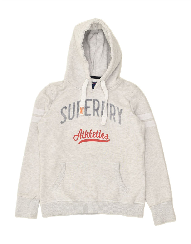 SUPERDRY Womens Graphic Hoodie Jumper UK 14 Medium Grey Cotton | Vintage Superdry | Thrift | Second-Hand Superdry | Used Clothing | Messina Hembry 