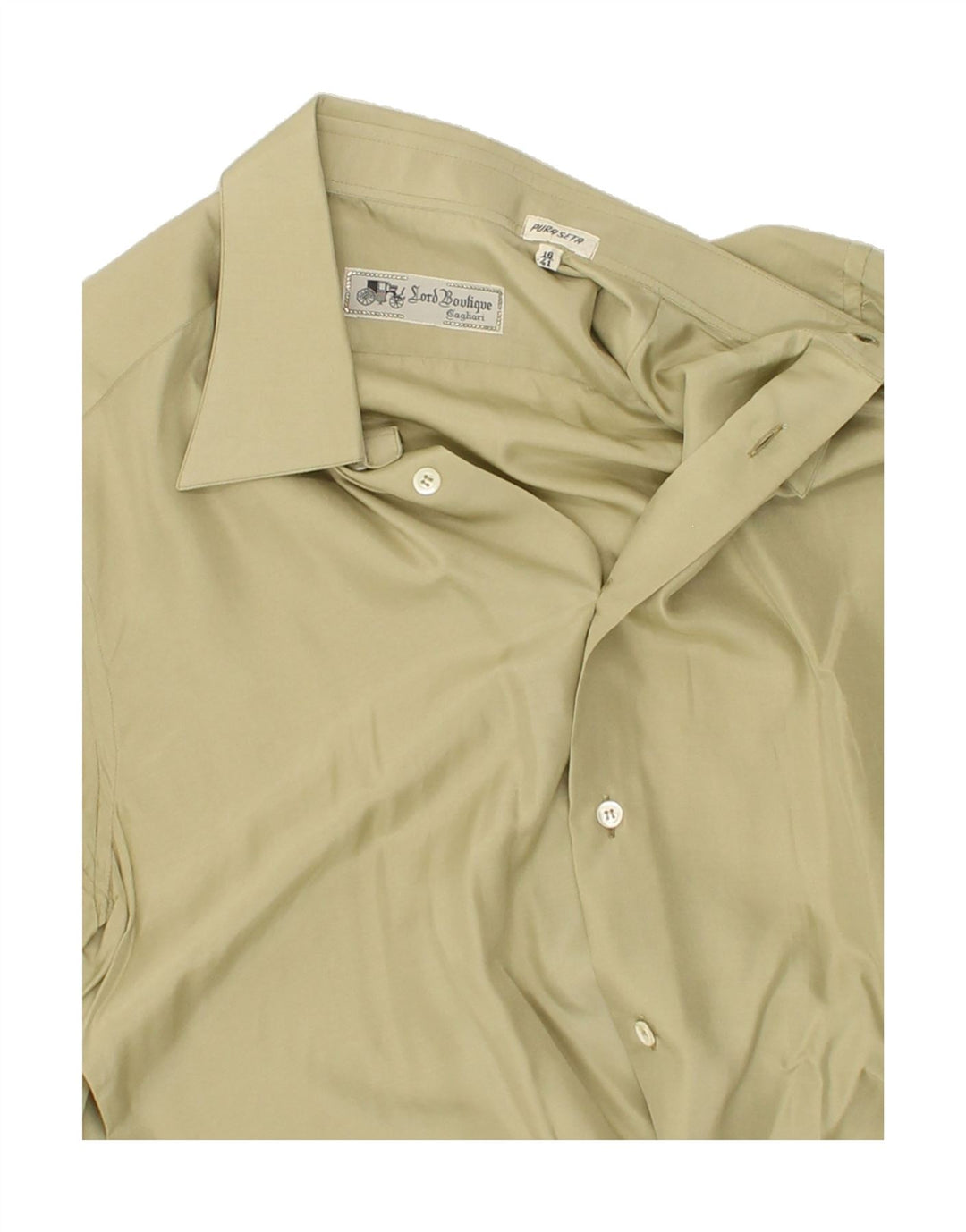VINTAGE Mens Shirt Size 16 41 Large Khaki Silk