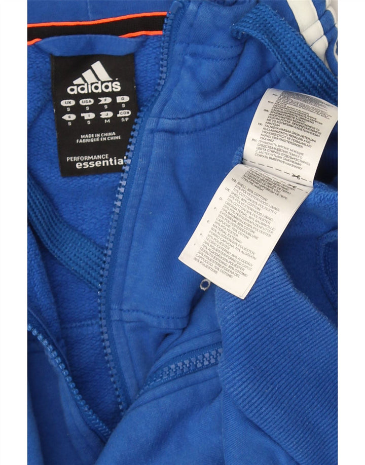 ADIDAS Mens Zip Hoodie Sweater Small Blue Cotton