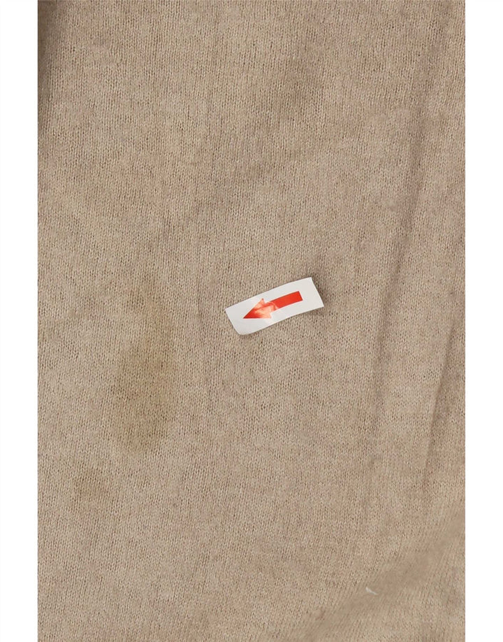 Refrigiwear Mens V-Neck Jumper Sweater Large Beige Silk