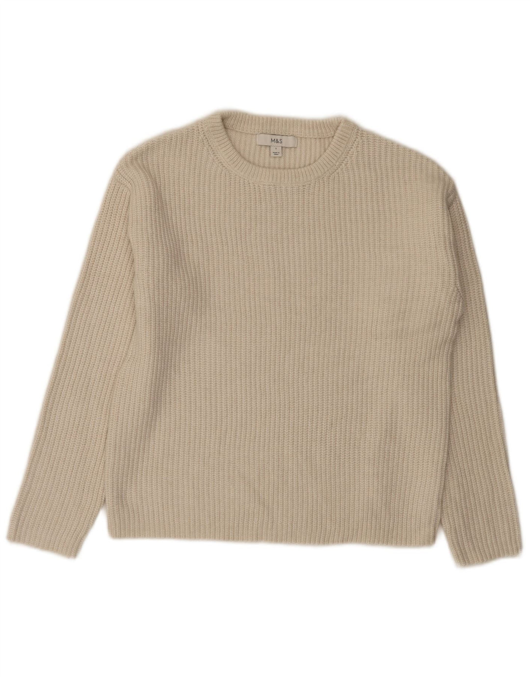 Marks & Spencer Mens Crew Neck Jumper Sweater Small Off White Polyester