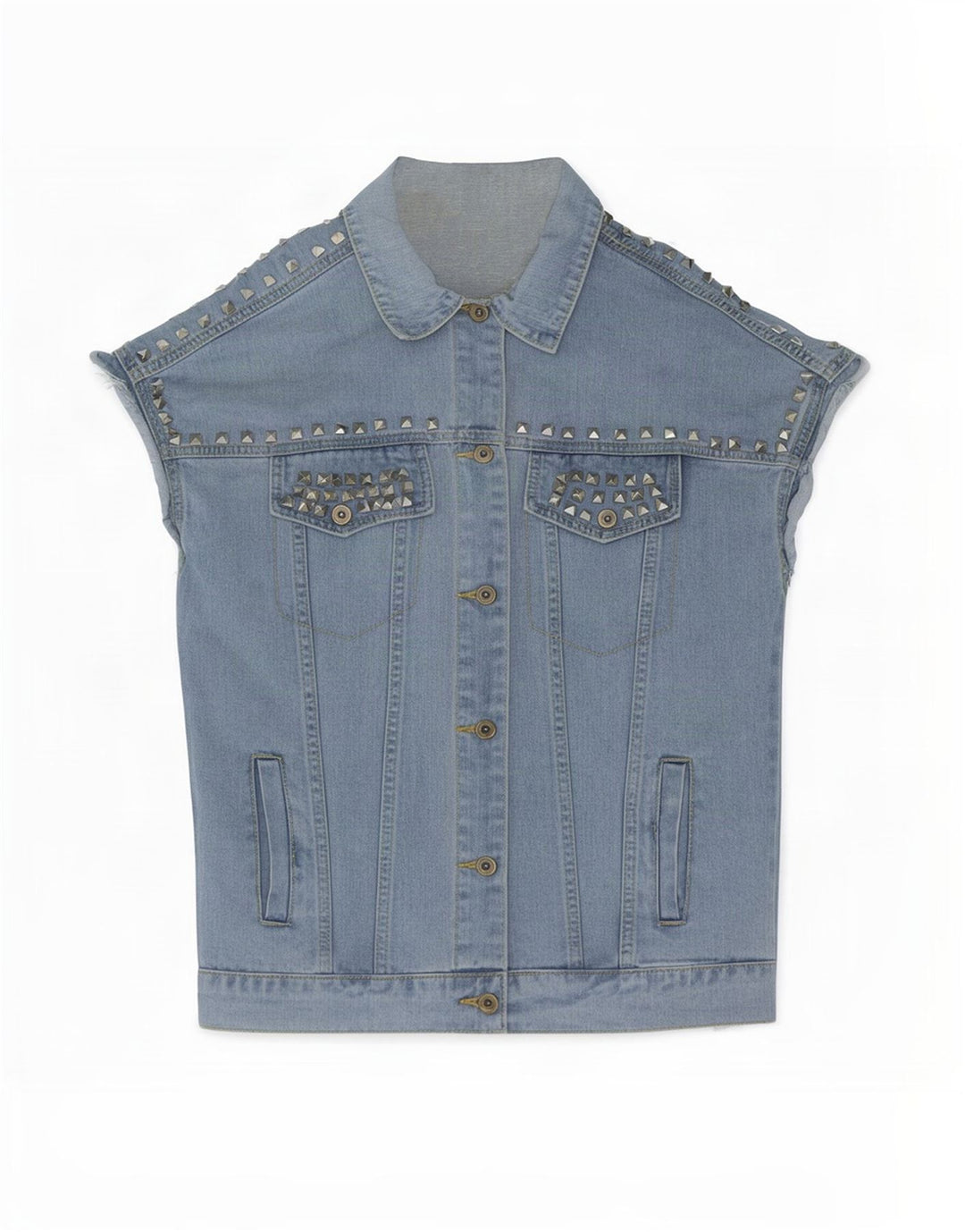 Vintage Womens Short Sleeve Denim Jacket UK 16 Large Blue