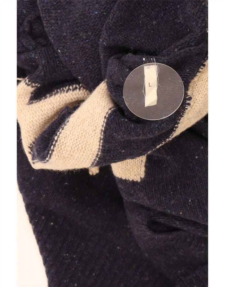 Franklin & Marshall Mens Graphic Jumper Sweater Large Navy Blue Colourblock