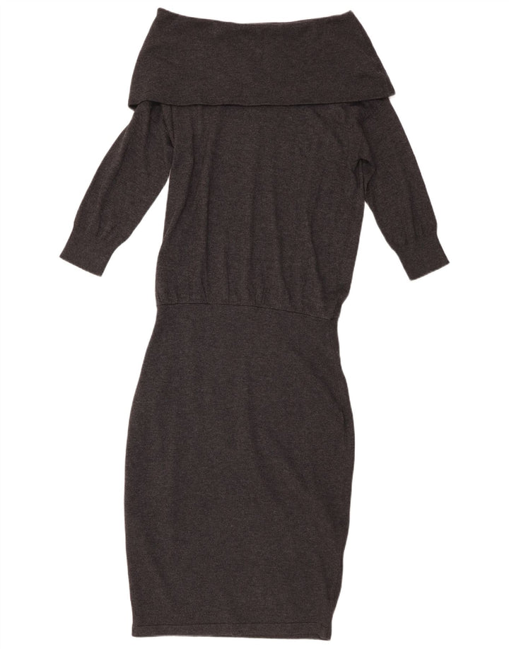 Phase Eight Womens Off Shoulder Jumper Dress UK 10 Small  Grey Viscose