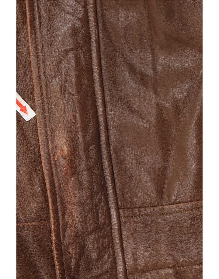 Michel Mens Leather Jacket IT 56 3XL Brown