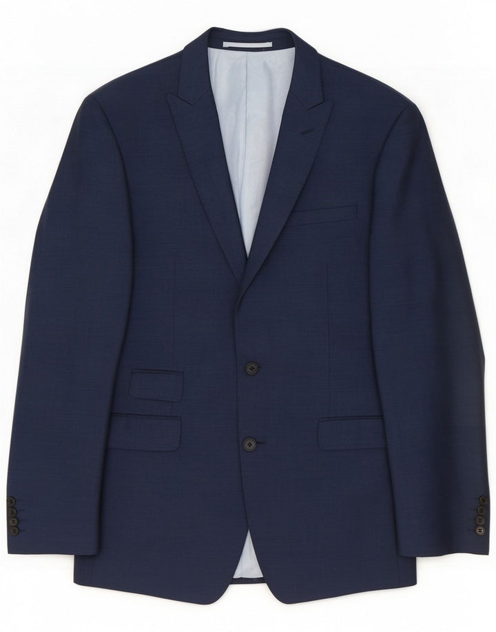 French Connection Mens 2 Button Blazer Jacket UK 40 Large Navy Blue Wool