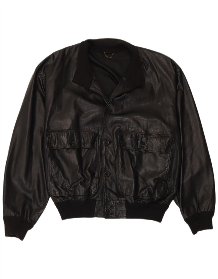 Lamatta Mens Leather Jacket IT 52 XL Black
