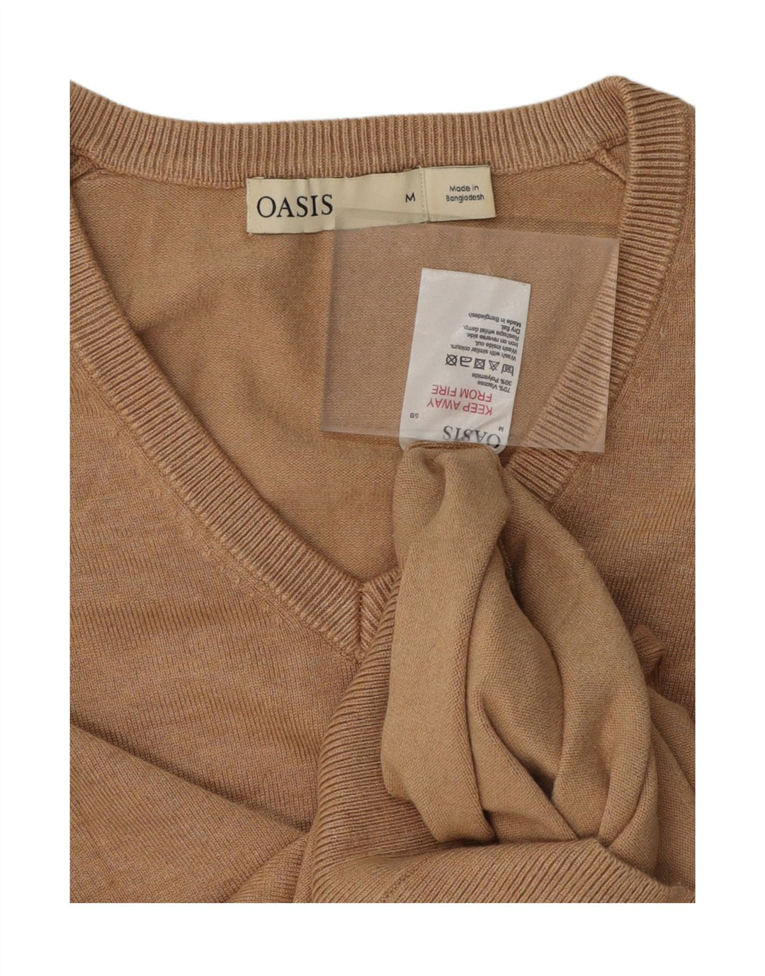 OASIS Womens V-Neck Jumper Sweater UK 14 Medium Brown Viscose Vintage Oasis and Second-Hand Oasis from Messina Hembry 