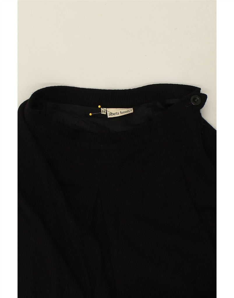 ALBERTA FERRETTI Womens A-Line Skirt IT 44 Medium W26  Black Wool | Vintage Alberta Ferretti | Thrift | Second-Hand Alberta Ferretti | Used Clothing | Messina Hembry 