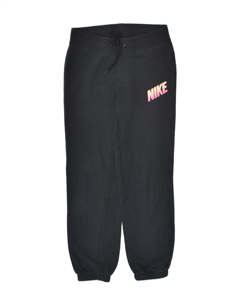 NIKE Womens Graphic Tracksuit Trousers Joggers UK 10 Small Black Cotton | Vintage Nike | Thrift | Second-Hand Nike | Used Clothing | Messina Hembry 