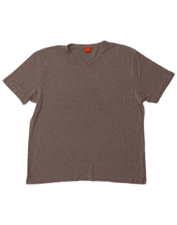 HUGO BOSS Mens T-Shirt Top XL Grey Flecked Cotton