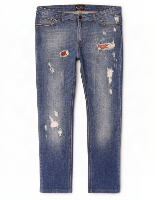 Zara Mens Distressed Slim Jeans EU 46 XL W36 L30 Blue